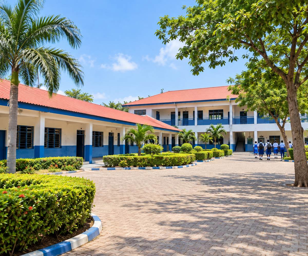 The Neribo Academy school building and compound, clean and well kept